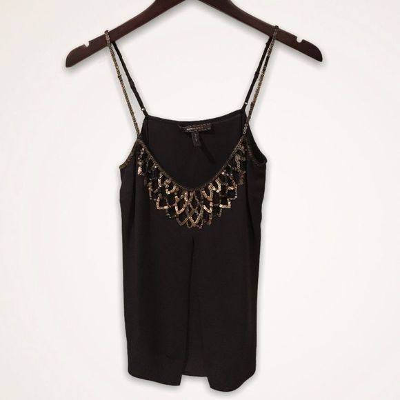 BCBGMAXAZRIA Sequin Silk Cami Top - Picture 1 of 10